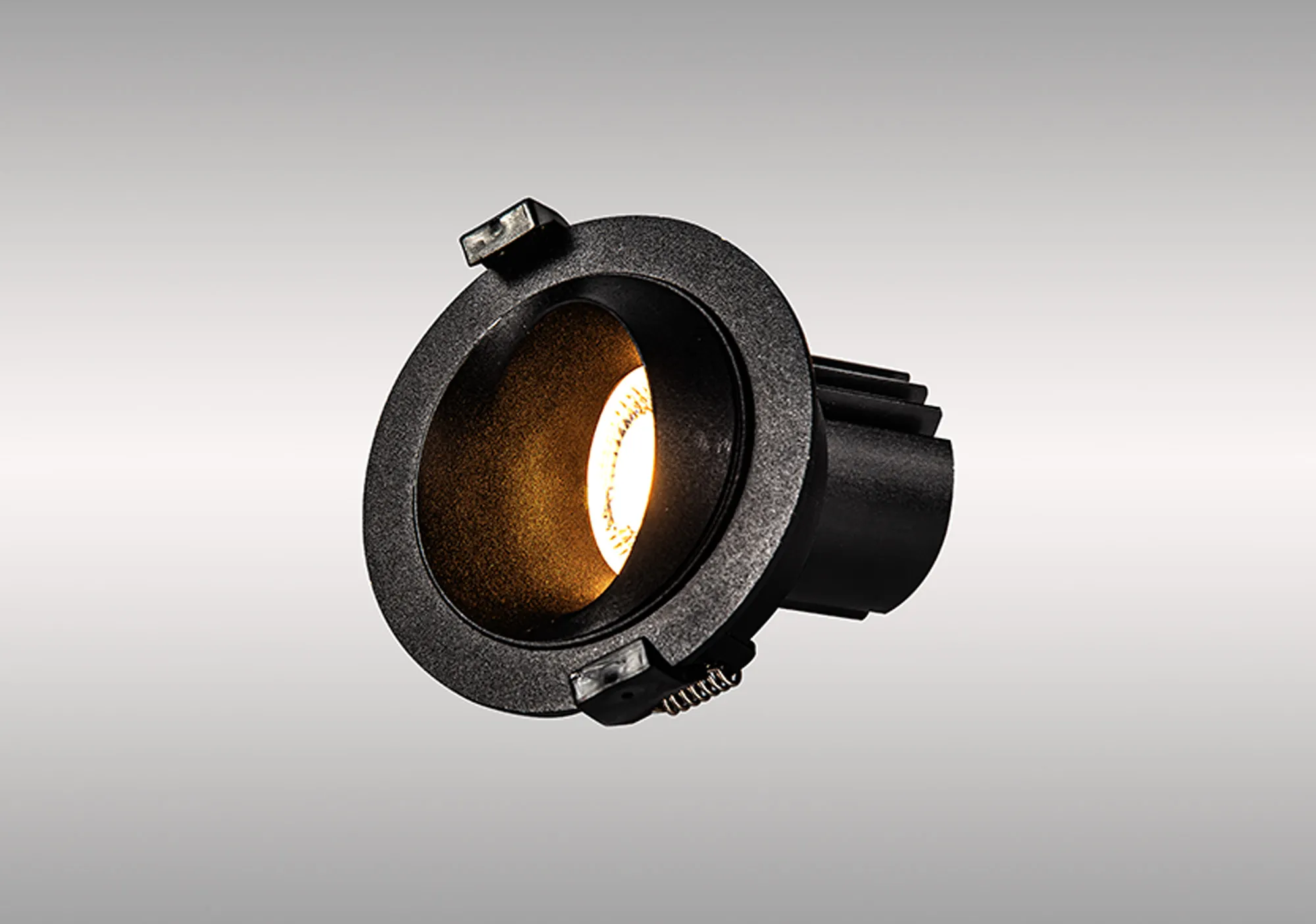 DM202395  Bonia 9 Powered by Tridonic 9W 770lm 2700K 36° LED Engine,250mA Black/Black 27° Angled Round Downlight , DRIVER NOT INC. 5yrs Warranty